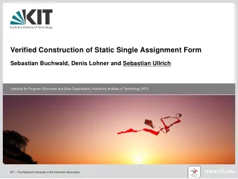 Verified Construction of Static Single Assignment Form  Sebastian Buchwald, Denis Lohner and
