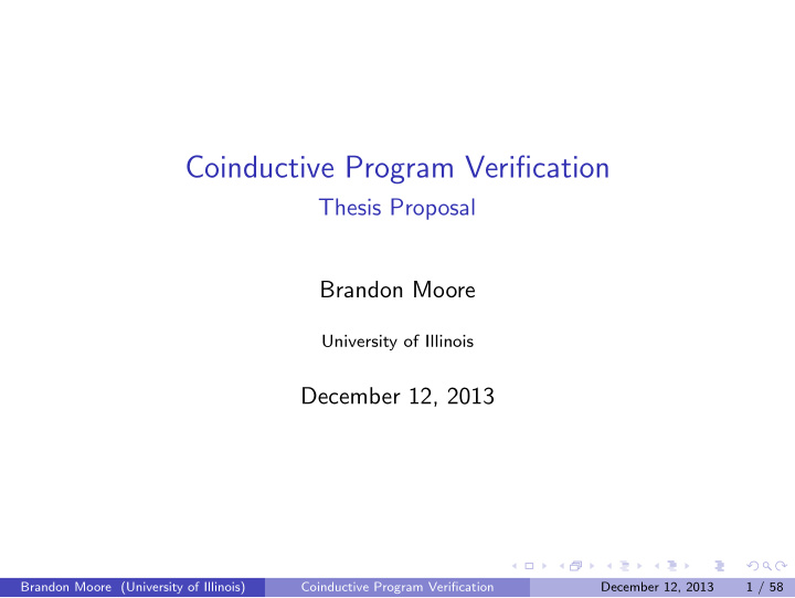 coinductive program verification