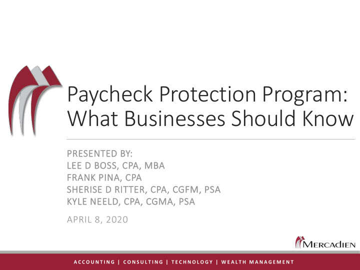 paycheck protection program what businesses should know