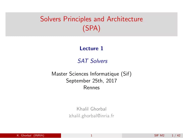 solvers principles and architecture spa