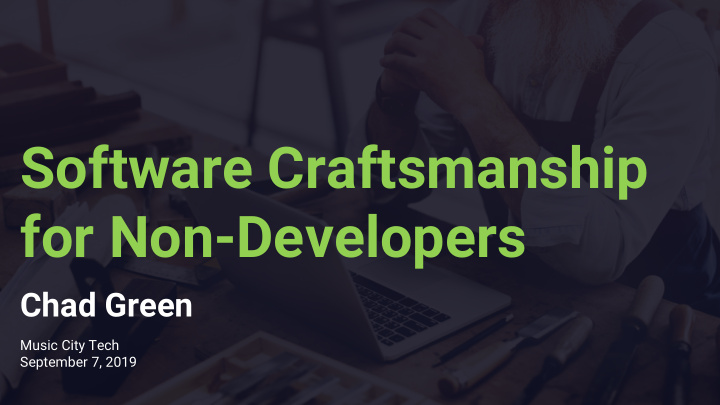 software craftsmanship for non developers