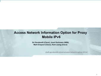 Access Network Information Option for Proxy  Mobile IPv6  Sri Gundavelli (Cisco), Jouni Korhonen