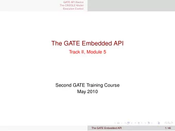The GATE Embedded API  Track II, Module 5  Second GATE Training Course  May 2010  The GATE Embedded
