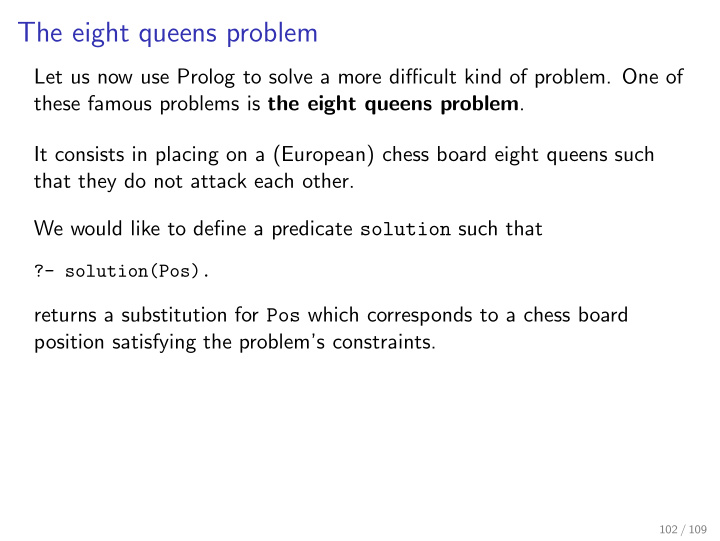 the eight queens problem