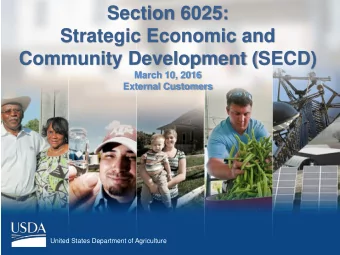 Strategic Economic and  Community Development (SECD)  March 10, 2016  External Customers  United