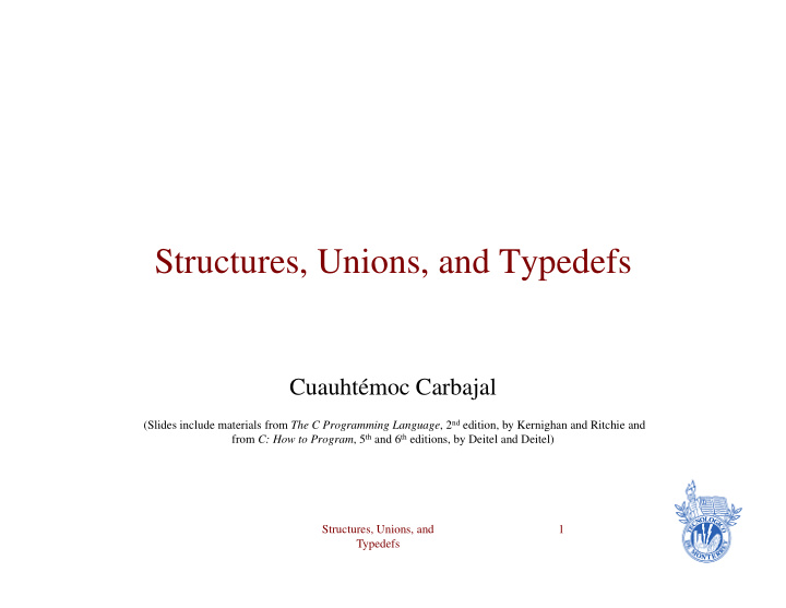 structures unions and typedefs