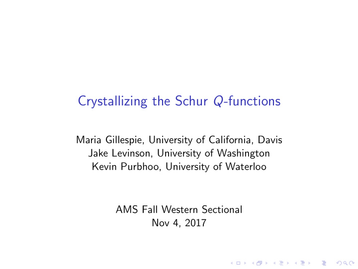 crystallizing the schur q functions