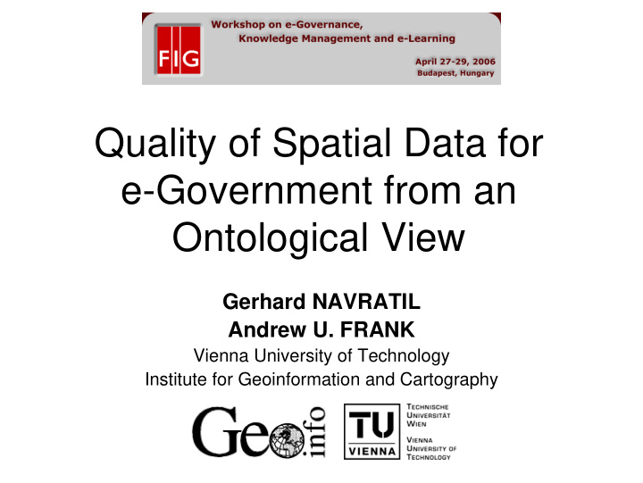 quality of spatial data for e government from an