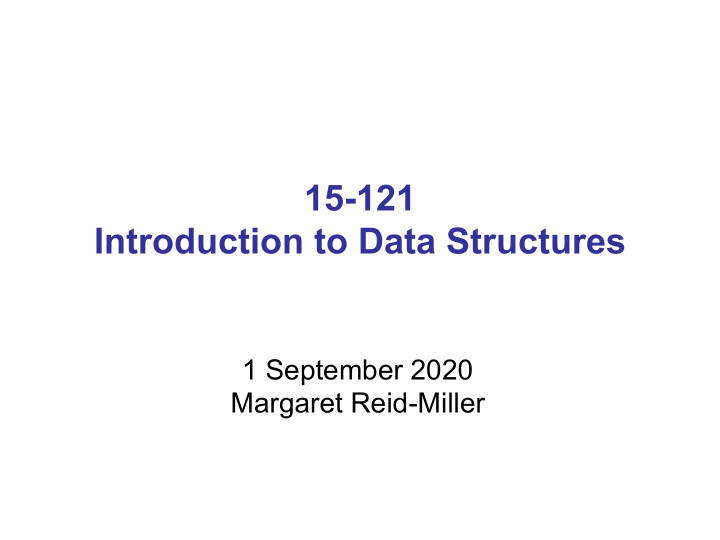 15 121 introduction to data structures