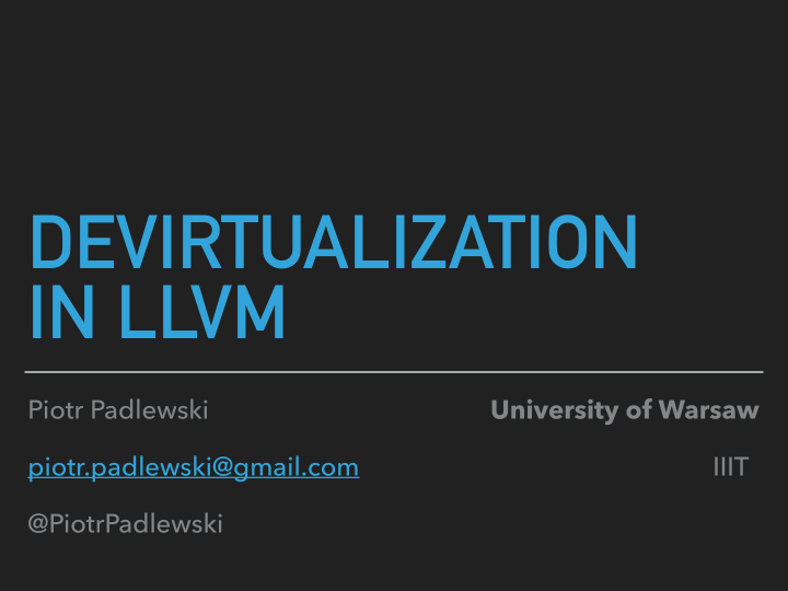 devirtualization in llvm