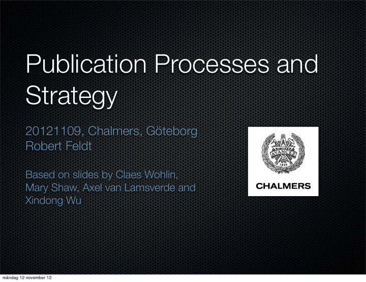 publication processes and strategy