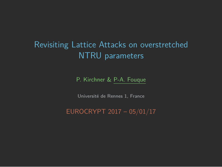 revisiting lattice attacks on overstretched ntru