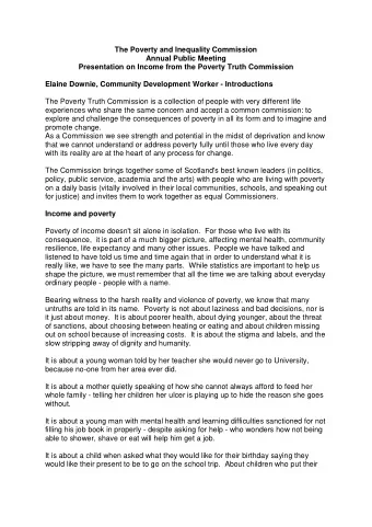The Poverty and Inequality Commission  Annual Public Meeting  Presentation on Income from the