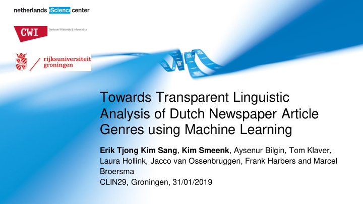 towards transparent linguistic analysis of dutch