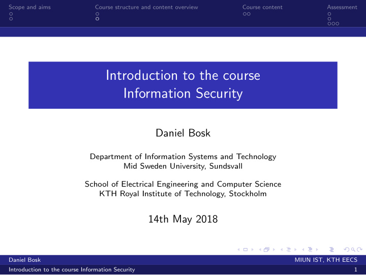 introduction to the course information security