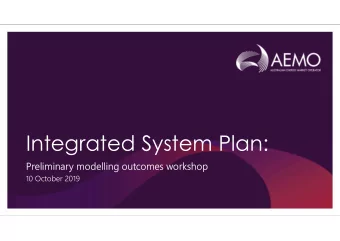 Integrated System Plan:  Preliminary modelling outcomes workshop  10 October 2019  Workshop