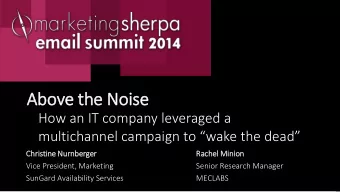 Above the Noise  How an IT company leveraged a  multichannel campaign to wake the dead  Ch