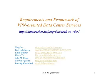 Requirements and Framework of  VPN-oriented Data Center Services