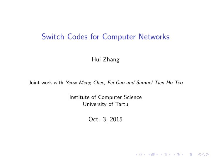 switch codes for computer networks