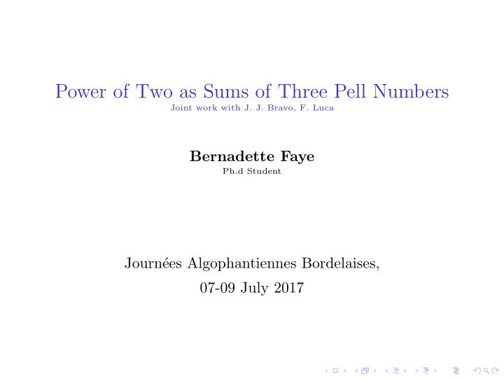 power of two as sums of three pell numbers
