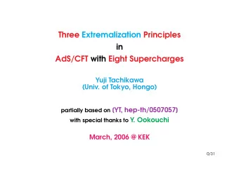 Three Extremalization Principles  in  AdS/CFT with Eight Supercharges  Yuji Tachikawa  (Univ. of