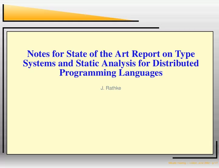 notes for state of the art report on type systems and
