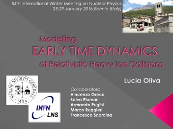 25-29 January 2016 Bormio (Italy)  Collaborators:  Vincenzo Greco  Salvo Plumari  Armando Puglisi