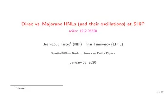 Dirac vs. Majorana HNLs (and their oscillations) at SHiP  arXiv: 1912.05520  Inar Timiryasov (EPFL)