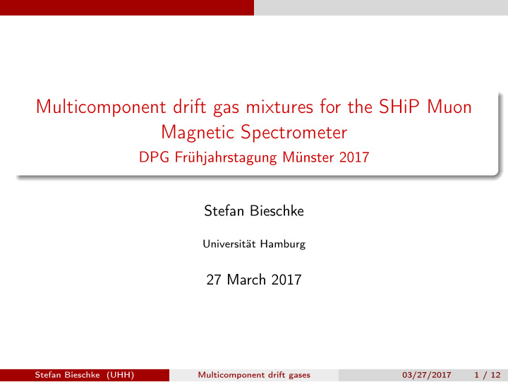 multicomponent drift gas mixtures for the ship muon