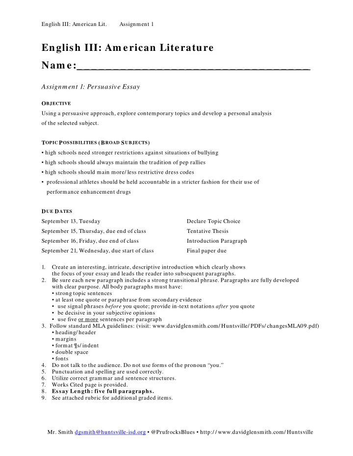 english iii am erican literature