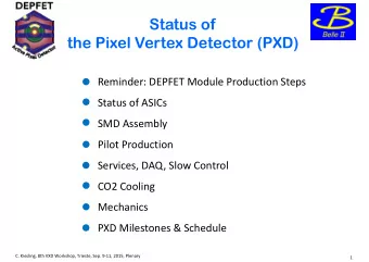 Status of  the Pixel Vertex Detector (PXD) Reminder: DEPFET Module Production Steps Status of ASICs