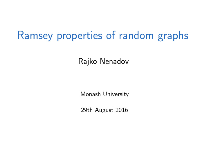ramsey properties of random graphs