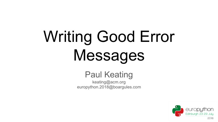 writing good error messages