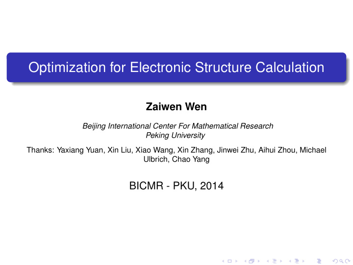 optimization for electronic structure calculation