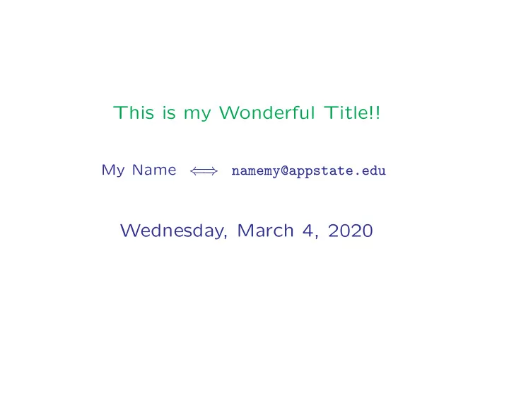 this is my wonderful title