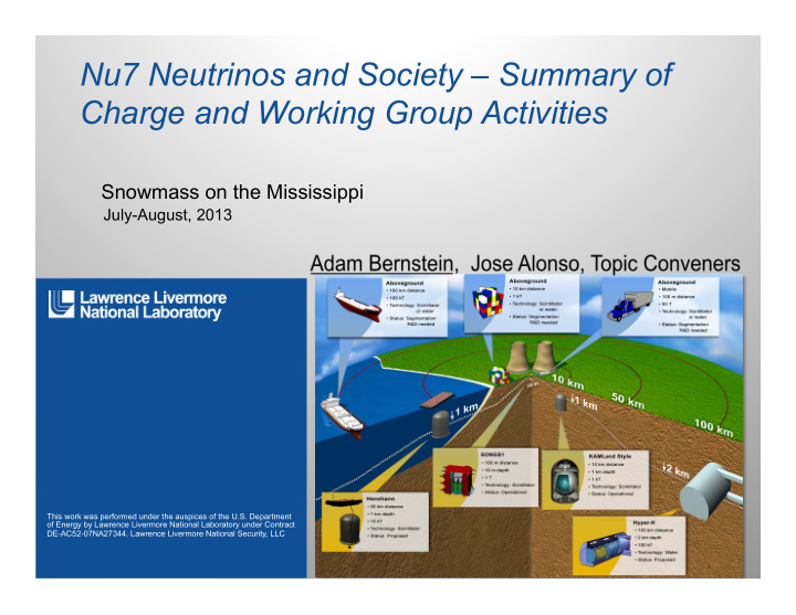 nu7 neutrinos and society summary of charge and working