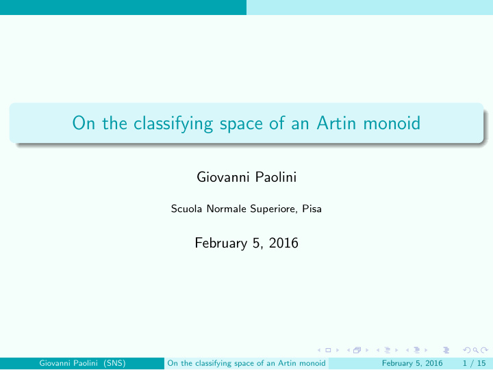 on the classifying space of an artin monoid