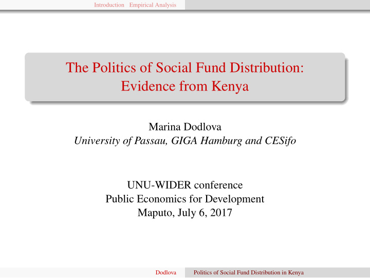 the politics of social fund distribution evidence from