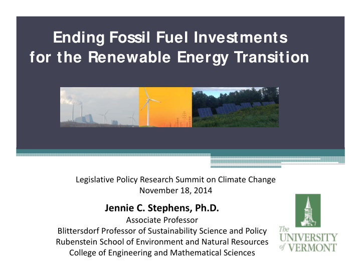 ending fossil fuel investments for the renewable energy