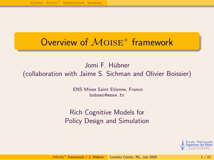 overview of m oise framework