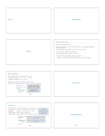 Announcements  Scheme  Scheme is a Dialect of Lisp  What are people saying about Lisp?  &quot;If