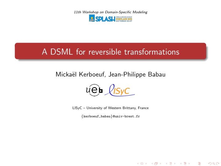a dsml for reversible transformations
