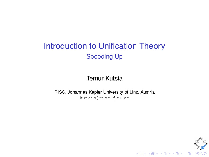 introduction to unification theory