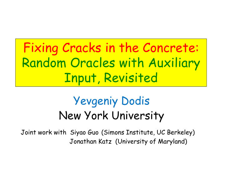 fixing cracks in the concrete random oracles with