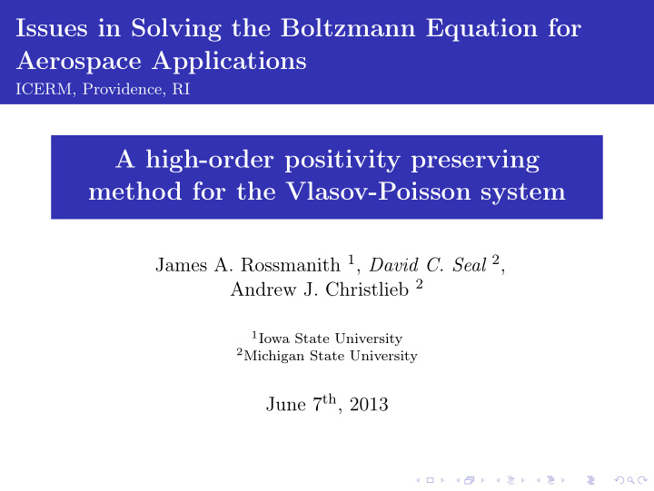 issues in solving the boltzmann equation for aerospace
