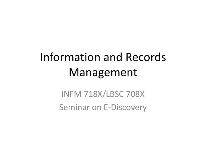 information and records management