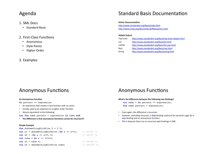 agenda standard basis documenta8on