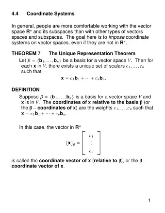 4.4  Coordinate Systems  In general, people are more comfortable working with the vector space R n