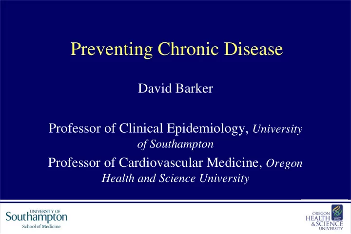 preventing chronic disease
