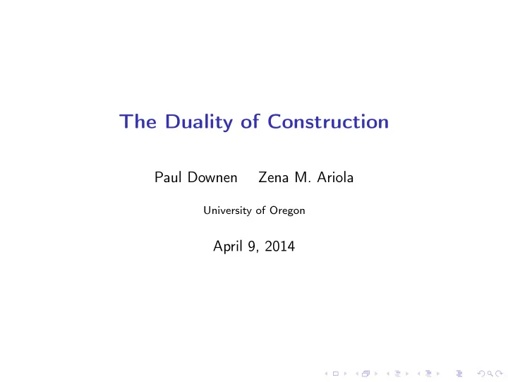 the duality of construction